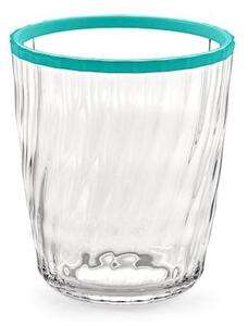 Set 12 bicchieri assortiti in acrilico trasparente bordo colorato cl 43