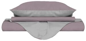 Copripiumino Singolo con Sacco e Federe Doubleface Rosa Antico/Grigio Chiaro