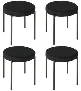 HOMCOM Set 4 Sgabelli Bassi e Rotondi in Metallo e Tessuto, Effetto Velluto, 41.5x41.5x46 cm, Nero | Aosom Italy