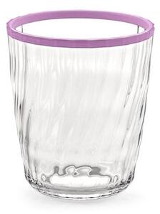 Set 12 bicchieri assortiti in acrilico trasparente bordo colorato cl 43