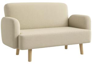 HOMCOM Divano 2 Posti Moderno Effetto Velluto con Imbottitura Spessa, 140x74x79cm, Bianco Crema