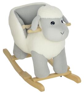 AIYAPLAY Cavallo a Dondolo per Bambini 1-3 Anni a Forma di Pecorella con Suoni e Rivestimento Morbido, Grigio