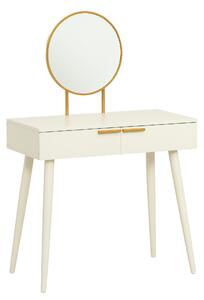 HOMCOM Tavolo Trucco con Specchio e 2 Cassetti per Accessori, in Legno, 80x40x123 cm, Bianco