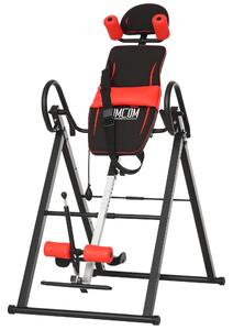 HOMCOM Panca a Inversione con Angolo e Altezza Regolabile e Poggiatesta, in Acciaio e Plastica, 79x114x153 cm, Rosso e Nero