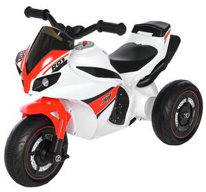 HOMCOM Moto a 3 Ruote per Bambini 18-36 Mesi con Musica Fari Senza Pedale in PP Metallo Bianca Rossa|Aosom