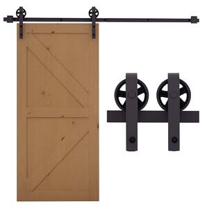 HOMCOM Kit Porta Scorrevole 100kg max in Acciaio con Binario, Ganci, Fermi, Viti e Bulloni, 183x4x0.6 cm