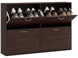 HOMCOM Scarpiera Salvaspazio da 24 Paia con Mensole Regolabili e 4 Cassetti, in Legno, 120x24x81cm, Marrone