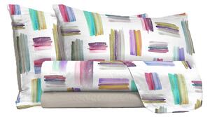 Set Lenzuola Matrimoniale con Stampa Sopra Sotto e Federe Multicolor