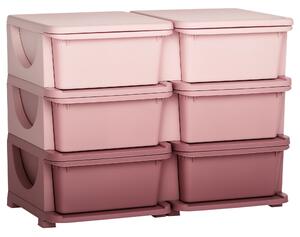 Cassettiera per Cameretta 6 Cassetti 75x37x56.5 cm in PP Rosa