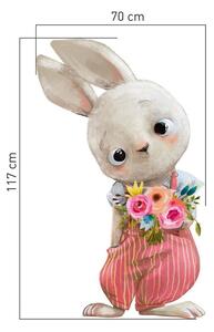Adesivo murale adorabile coniglietto con fiori 117 x 70 cm