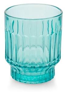 Set 6 bicchieri Atena in vetro lavorato azzurro cl 28