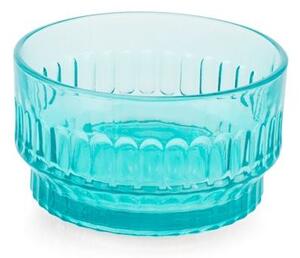 Set 6 coppette Atena in vetro lavorato azzurro cm 12