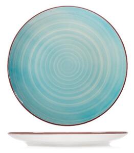 Set 12 piatti piani Caribe in stoneware azzurro cm 26
