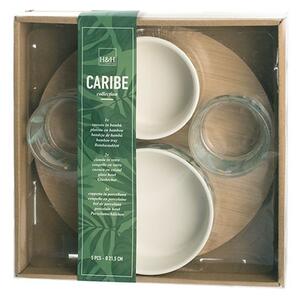 Set 4 coppette con base Caribe in vetro e porcellana decorate