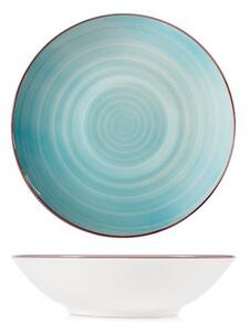 Set 12 piatti fondi Caribe in stoneware azzurro cm 20,5