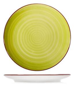 Set 12 piatti piani Caribe in stoneware verde cm 26