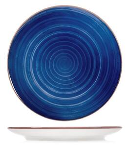 Set 12 piatti piani Caribe in stoneware blu cm 26