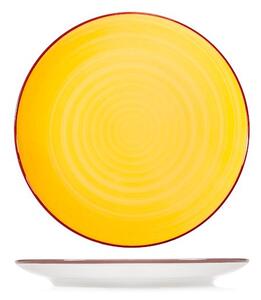Set 12 piatti piani Caribe in stoneware giallo cm 26