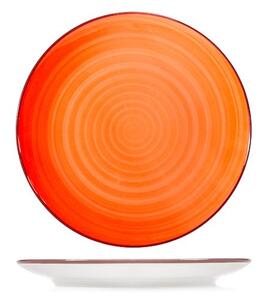 Set 12 piatti piani Caribe in stoneware arancione cm 26