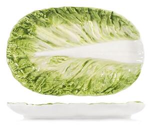 Set 2 piatti Verza in stoneware decorato cm 27x18x3h