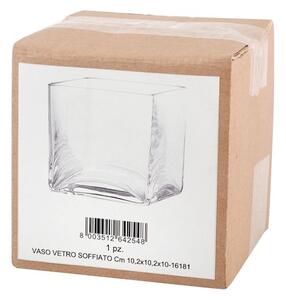 Vaso cubico in vetro soffiato Denizli cm 10,2x10,2x10h