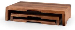Set 3 alzate Acacia in legno cm 30x25 31x25 37x25