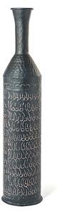 Vaso Chennai in alluminio decorato inciso a texture colore nero cm 75