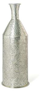Vaso Chennai in alluminio decorato inciso a texture colore argento cm 57