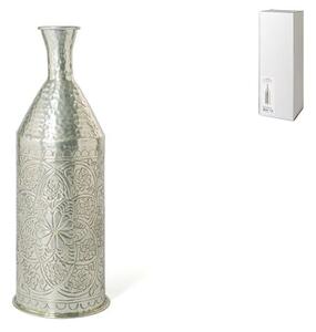 Vaso Chennai in alluminio decorato inciso a texture colore argento cm 57
