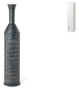 Vaso Chennai in alluminio decorato inciso a texture colore nero cm 75