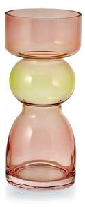 Vaso in vetro borosilicato bicolor rosa e verde sagomato cm 21