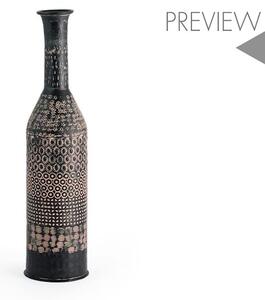 Vaso Chennai in alluminio decorato inciso a texture colore nero cm 45