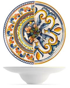 Set 6 piatti pasta Positano in stoneware decorato cm 24