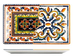 Set 6 piatti rettangolari Positano in stoneware decorato cm 25x15