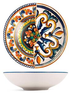 Set 6 piatti fondi Positano in stoneware decorato cm 20