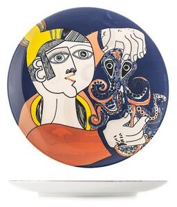 Set 6 piatti piani Pablo assortiti in stoneware decorato cm 26