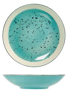 Set 6 piatti fondi Mimosa in stoneware azzurro cm 22