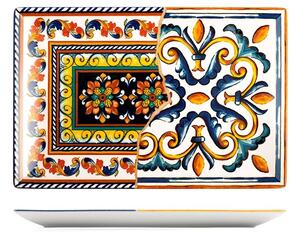 Set 6 piatti rettangolari Positano in stoneware decorato cm 34x22