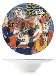 Set 6 piatti pasta Pablo assortiti in stoneware decorato cm 28
