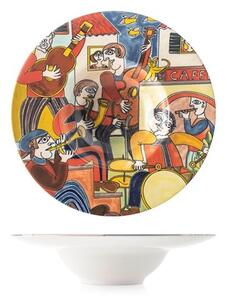 Set 6 piatti pasta Pablo assortiti in stoneware decorato cm 28