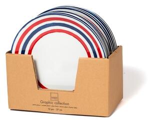 Set 12 piatti piani Graphic in porcellana decorata forma coupe cm 26,5