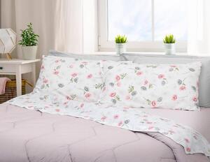 Set Lenzuola Cotone Singolo Sopra Sotto con Angoli e Federe Cober Garden Rosa
