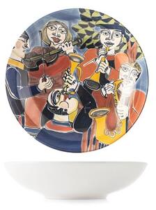 Set 6 piatti fondi Pablo assortiti in stoneware decorato cm 21