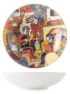 Set 6 piatti fondi Pablo assortiti in stoneware decorato cm 21