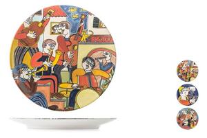 Set 6 piatti frutta Pablo assortiti in stoneware decorato cm 20