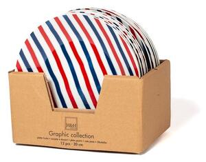 Set 12 piatti frutta Graphic in porcellana decorata forma coupe cm 20,5