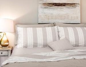 Set Lenzuola Cotone Singolo Sopra Sotto con Angoli e Federe Cober Striped Ecru