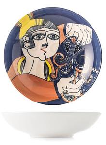 Set 6 piatti fondi Pablo assortiti in stoneware decorato cm 21