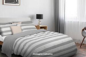 Copripiumino Matrimoniale con Federe Stampato in Puro Cotone Cober Striped Ecru
