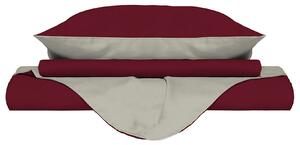 Copripiumino Singolo con Sacco e Federe Doubleface Bordeaux/Panna